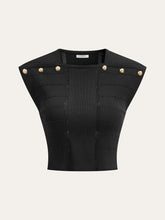 Metal Detail Ribbed Knit Top